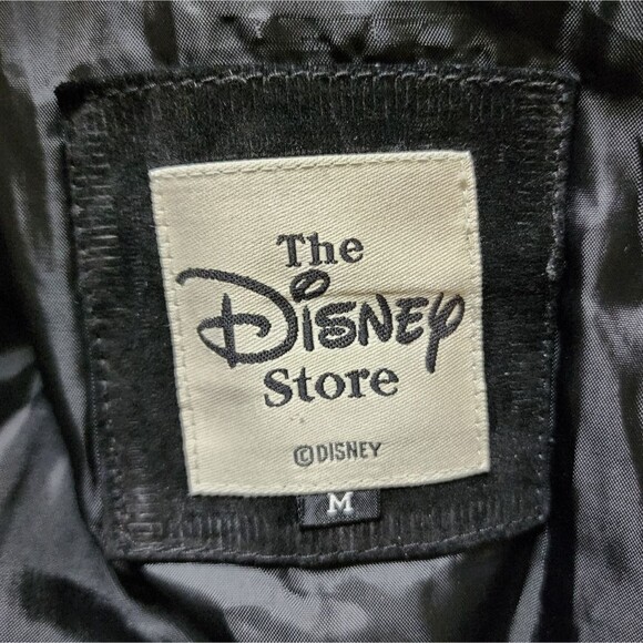 Vtg Disney Store Eeyore Jacket Womens Size M Black Suede Leather Zipper Coat 90s - Picture 10 of 14